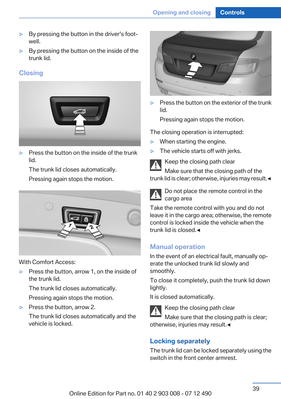 BMW 2013 5 Series User Manual | Page 39 / 252