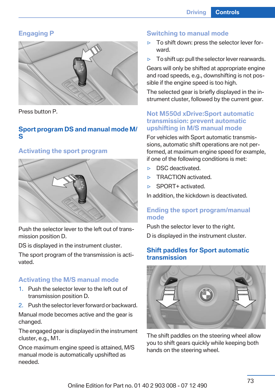 BMW 2013 5 Series User Manual | Page 73 / 252