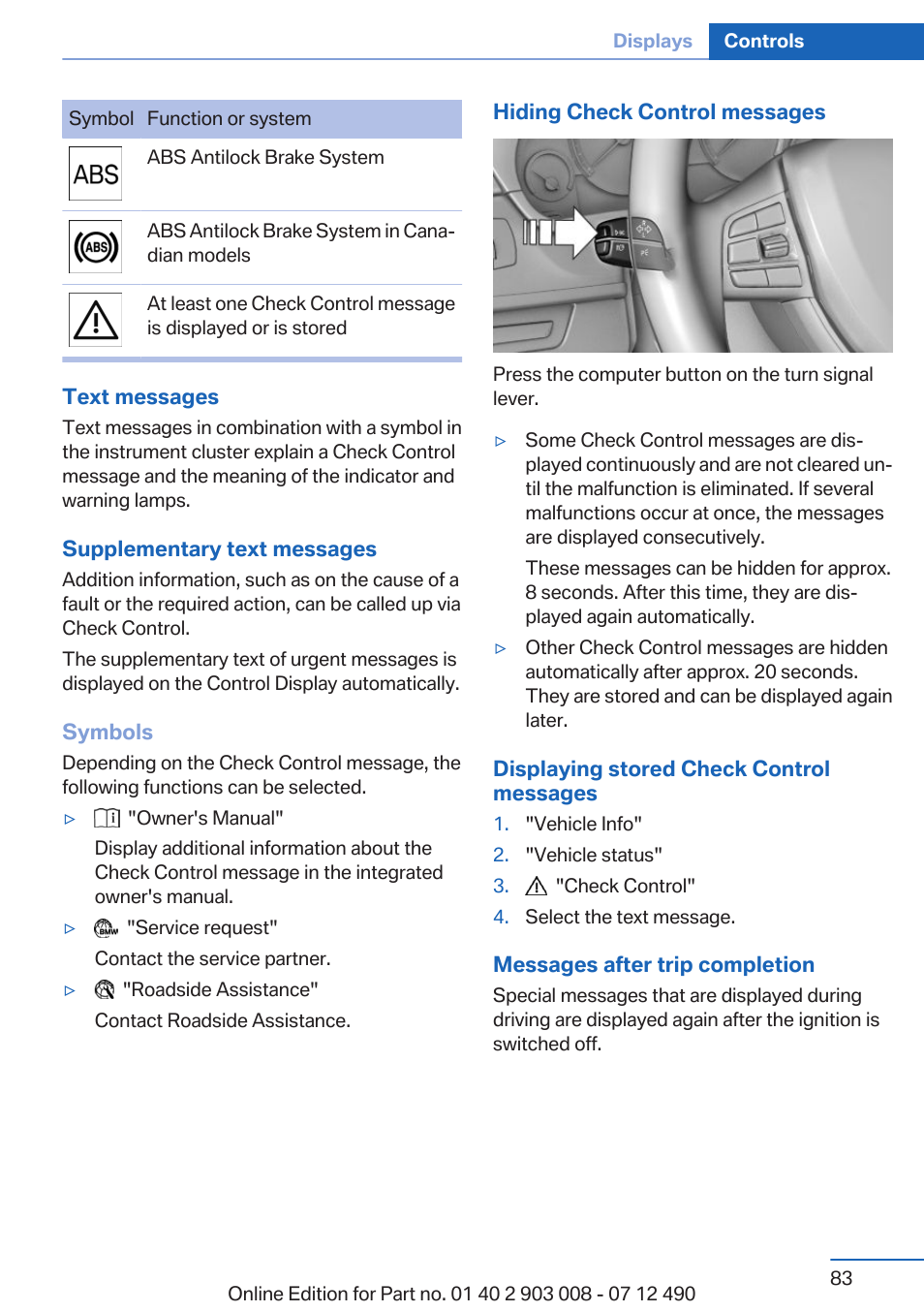 BMW 2013 5 Series User Manual | Page 83 / 252