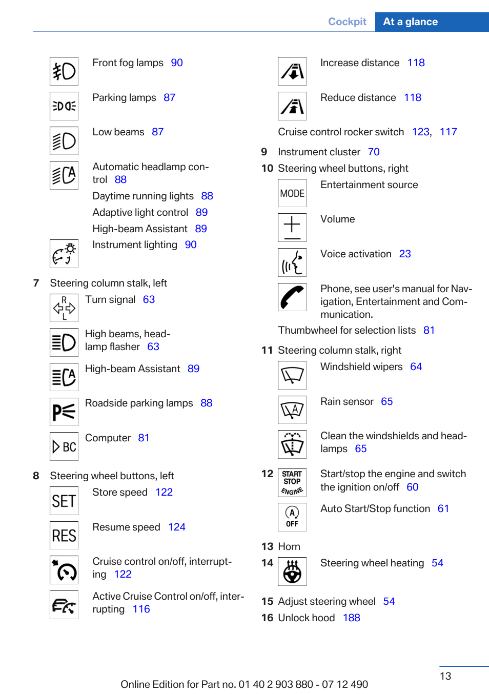 BMW 2013 3 Series User Manual | Page 13 / 242