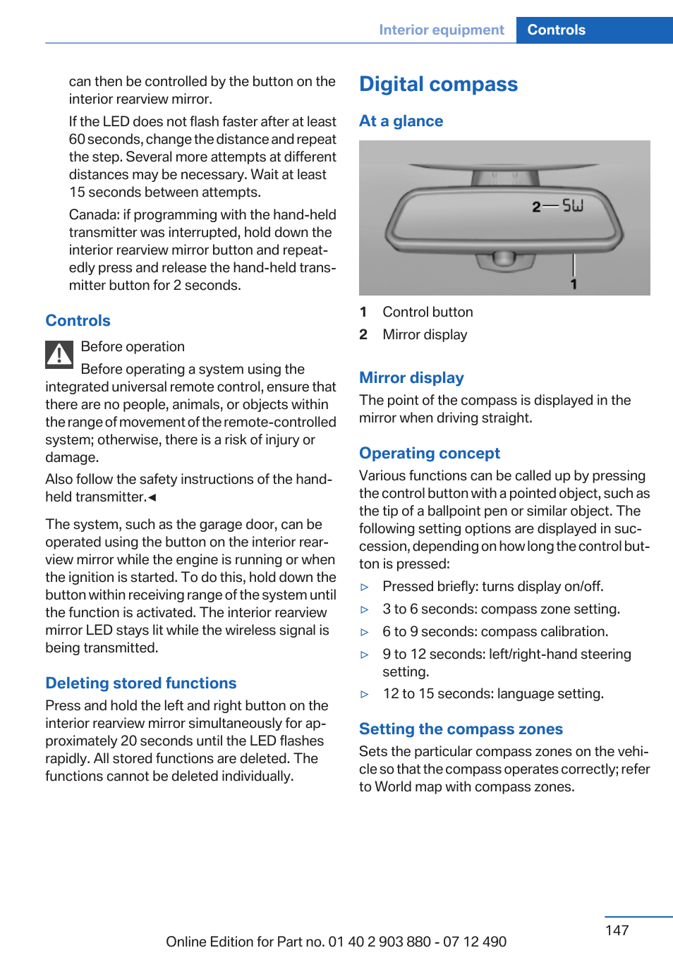 Digital compass | BMW 2013 3 Series User Manual | Page 147 / 242