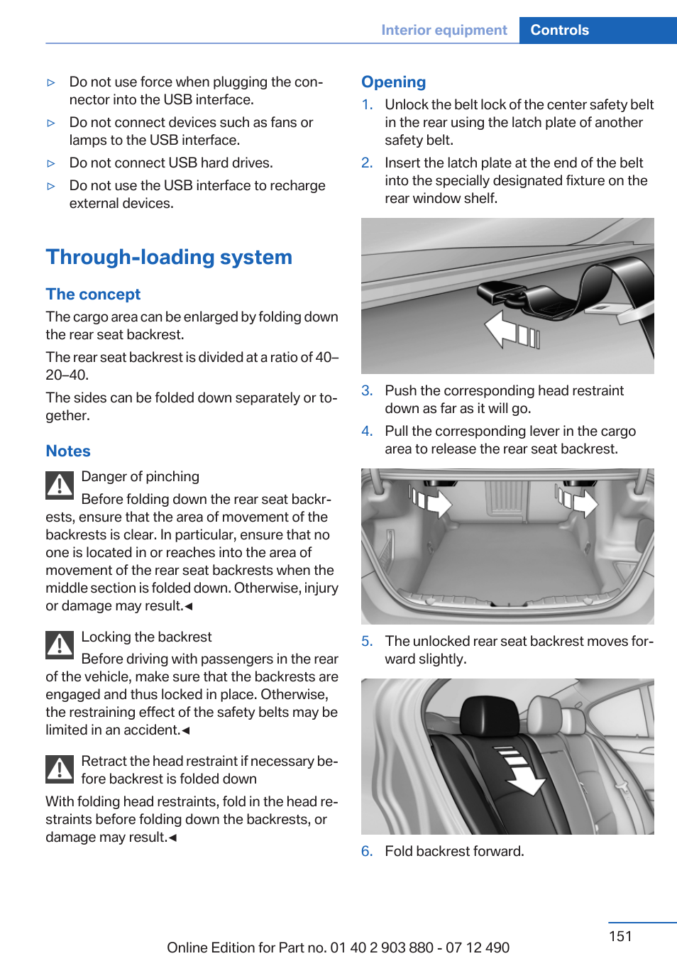 Through-loading system | BMW 2013 3 Series User Manual | Page 151 / 242