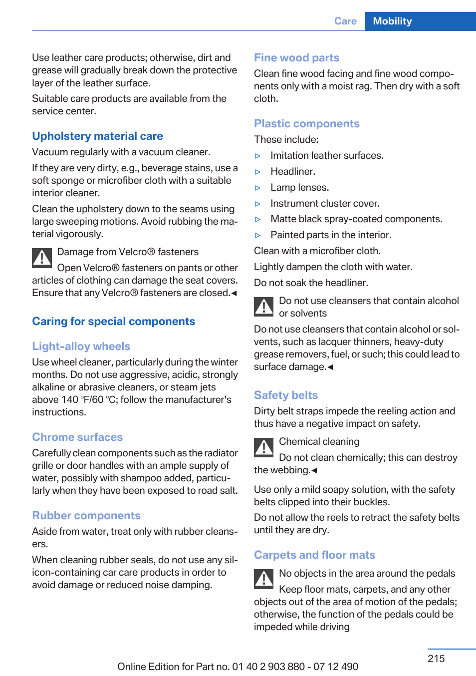 BMW 2013 3 Series User Manual | Page 215 / 242