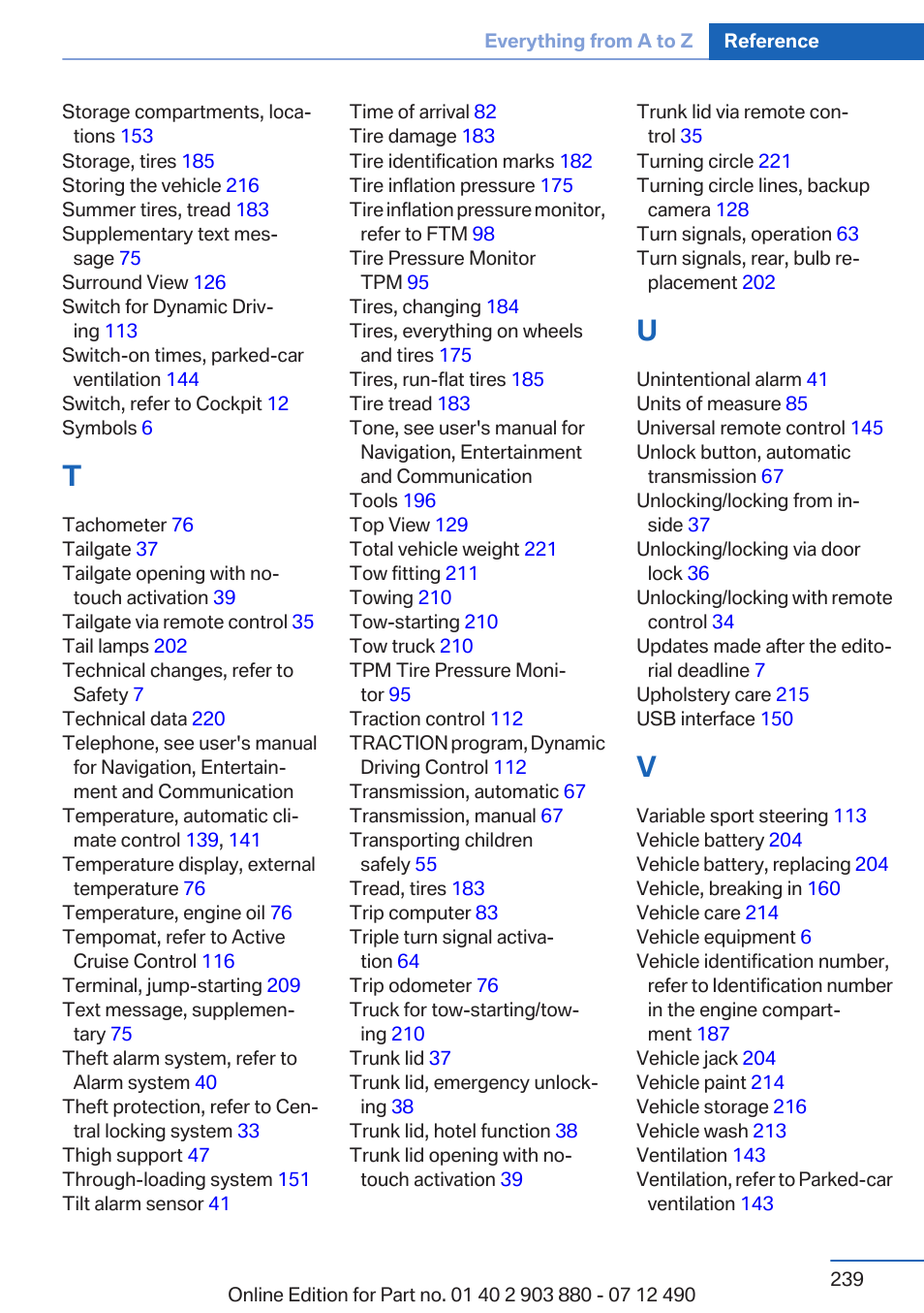 BMW 2013 3 Series User Manual | Page 239 / 242