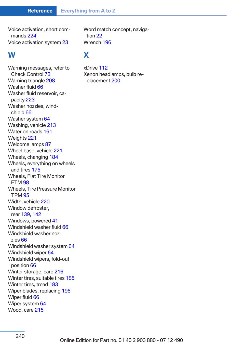 BMW 2013 3 Series User Manual | Page 240 / 242