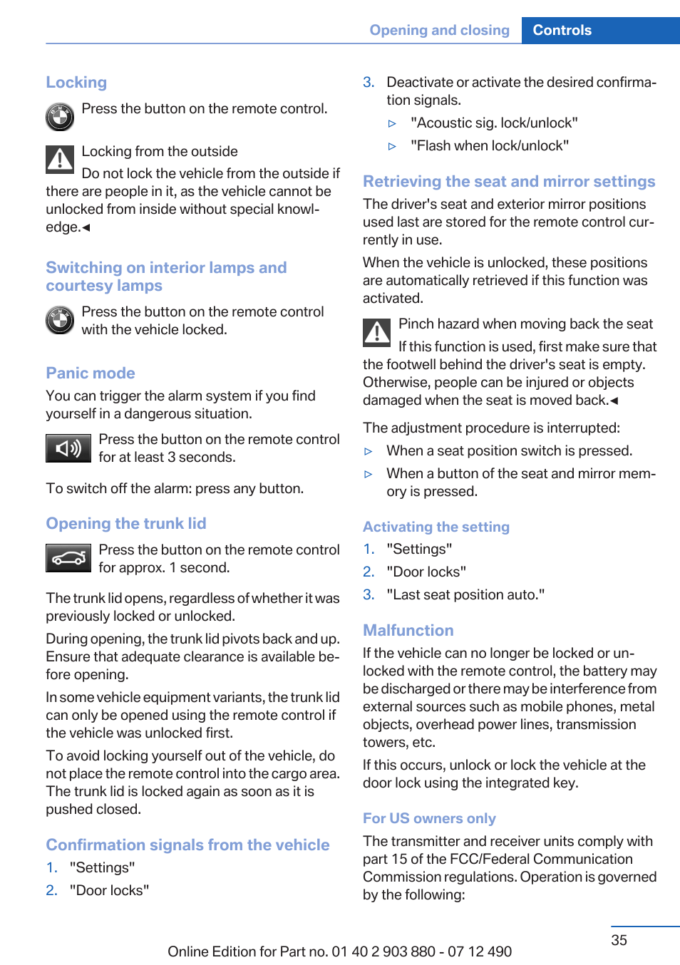 BMW 2013 3 Series User Manual | Page 35 / 242