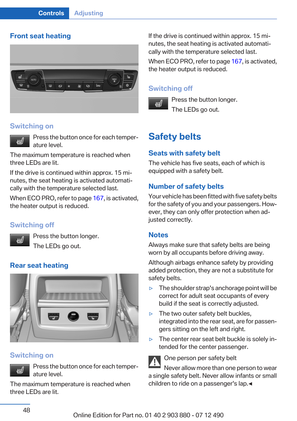 Safety belts | BMW 2013 3 Series User Manual | Page 48 / 242