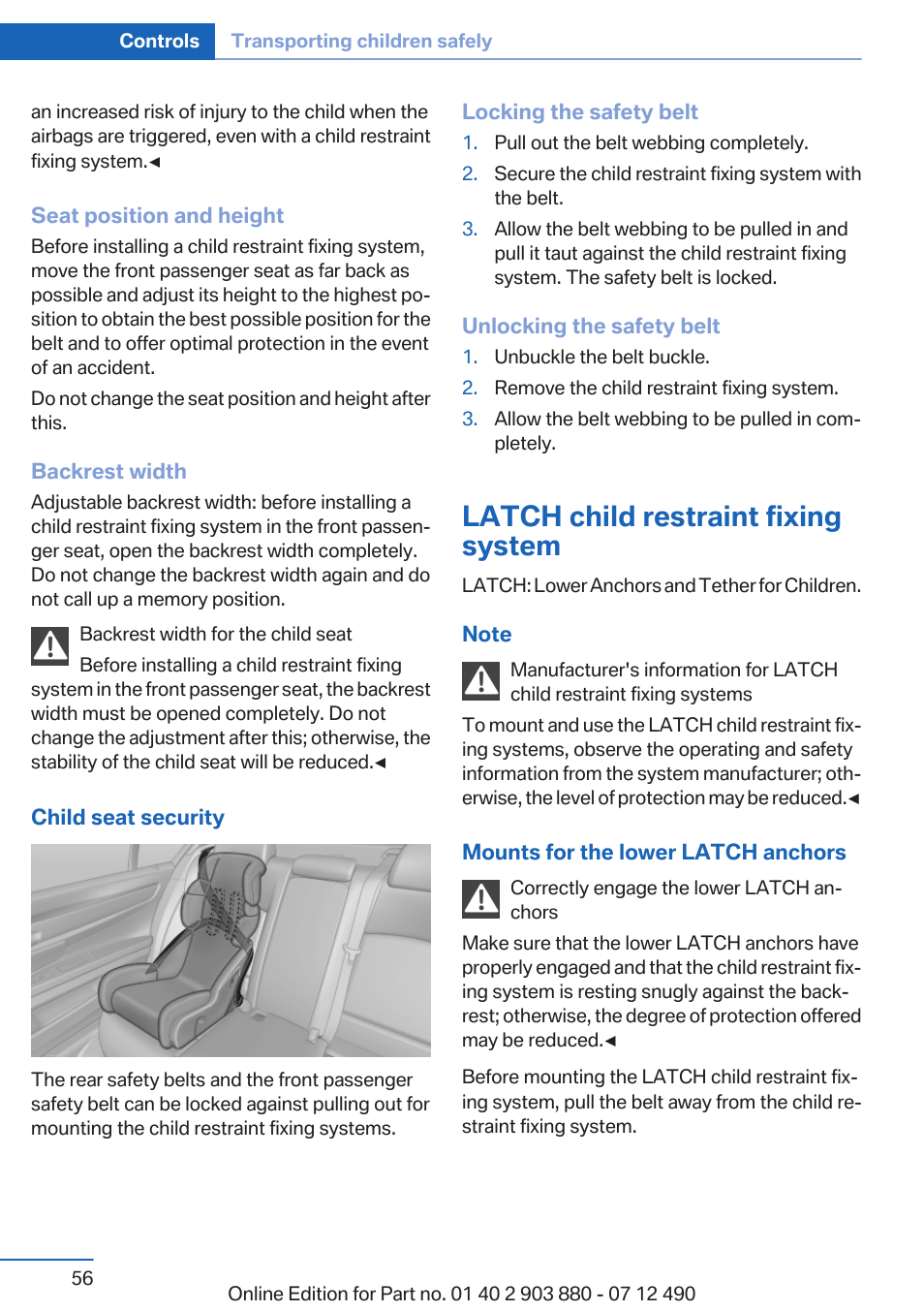 Latch child restraint fixing system | BMW 2013 3 Series User Manual | Page 56 / 242