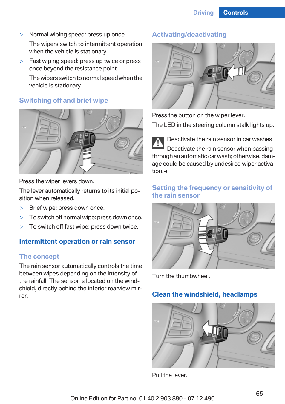 Lamps | BMW 2013 3 Series User Manual | Page 65 / 242