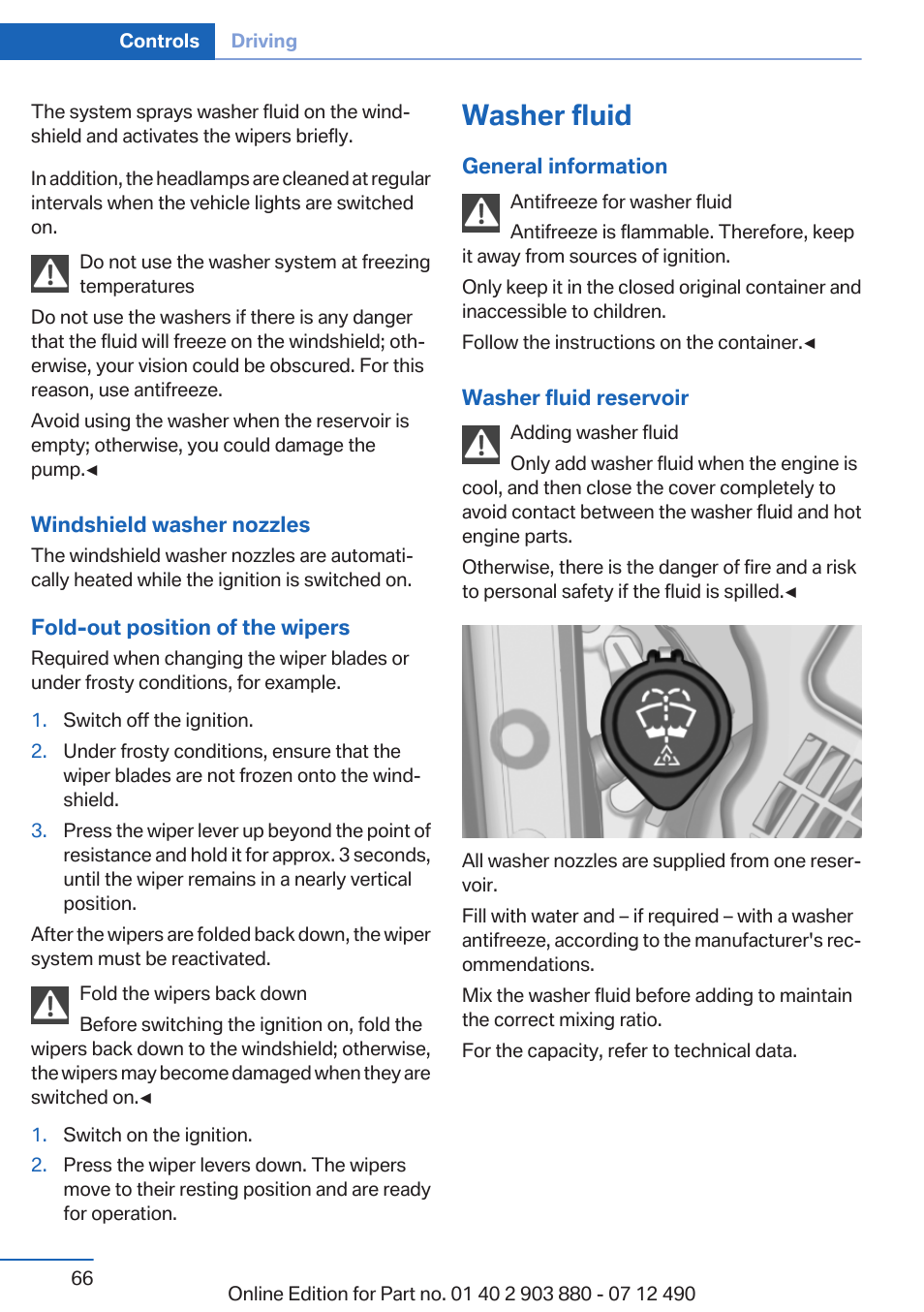 Washer fluid | BMW 2013 3 Series User Manual | Page 66 / 242