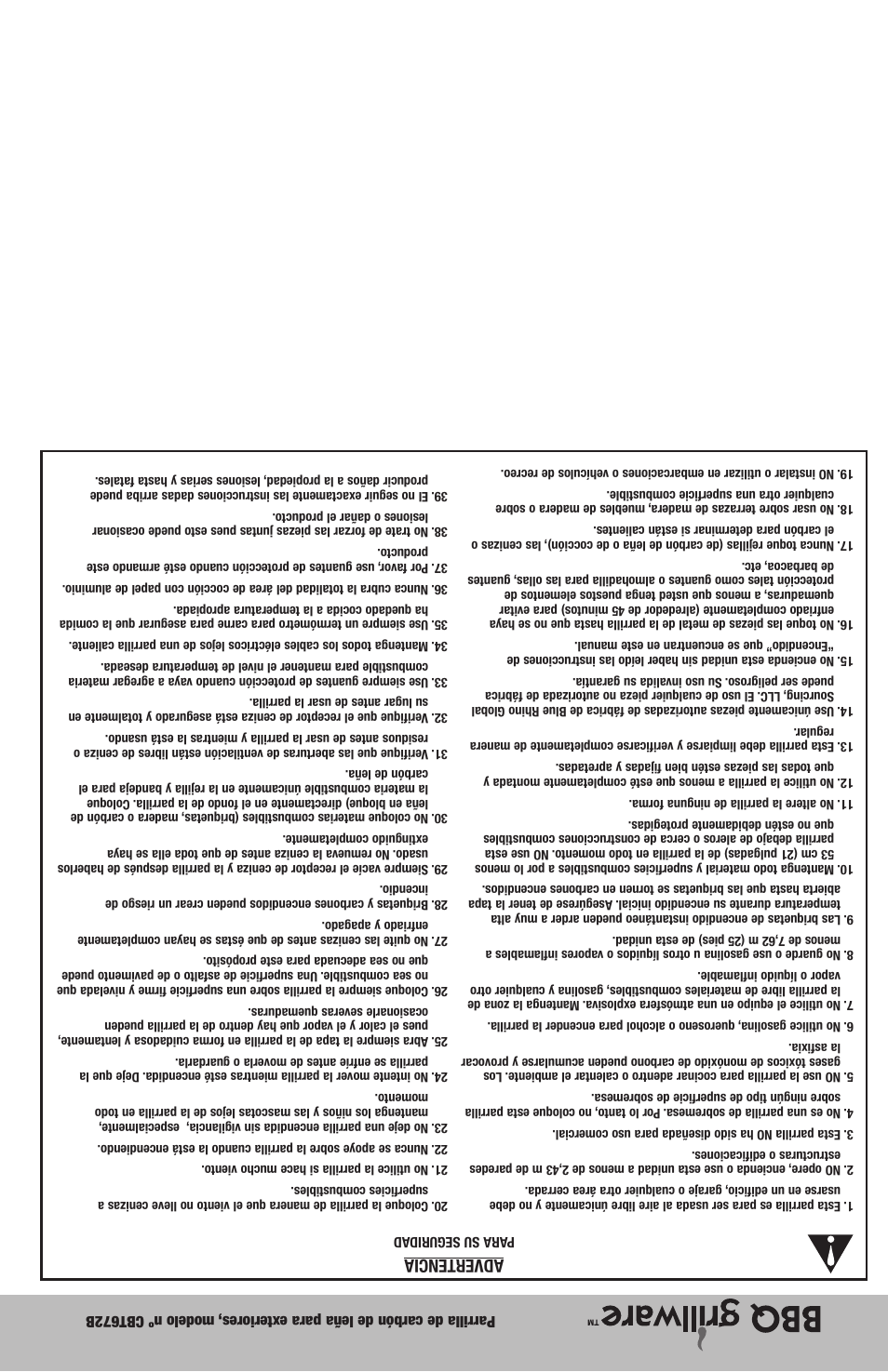 Advertencia | Blue Rhino CBT672B User Manual | Page 15 / 16