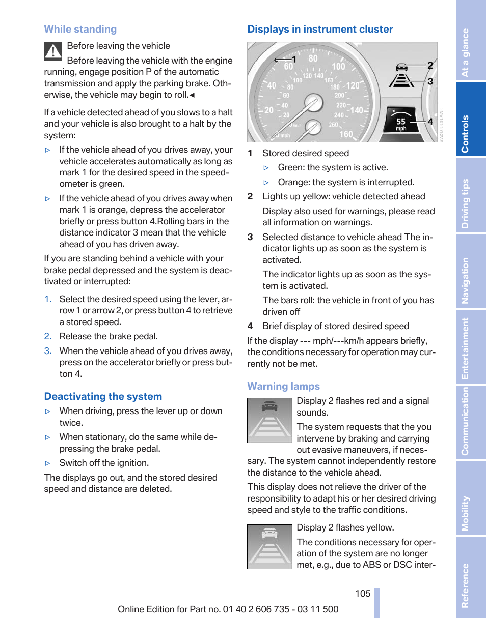 Or deactivating | BMW 2012 X6M User Manual | Page 105 / 317