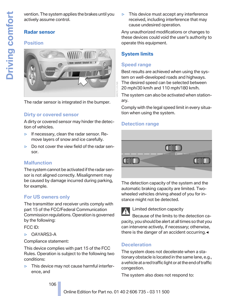 Driving comfort | BMW 2012 X6M User Manual | Page 106 / 317