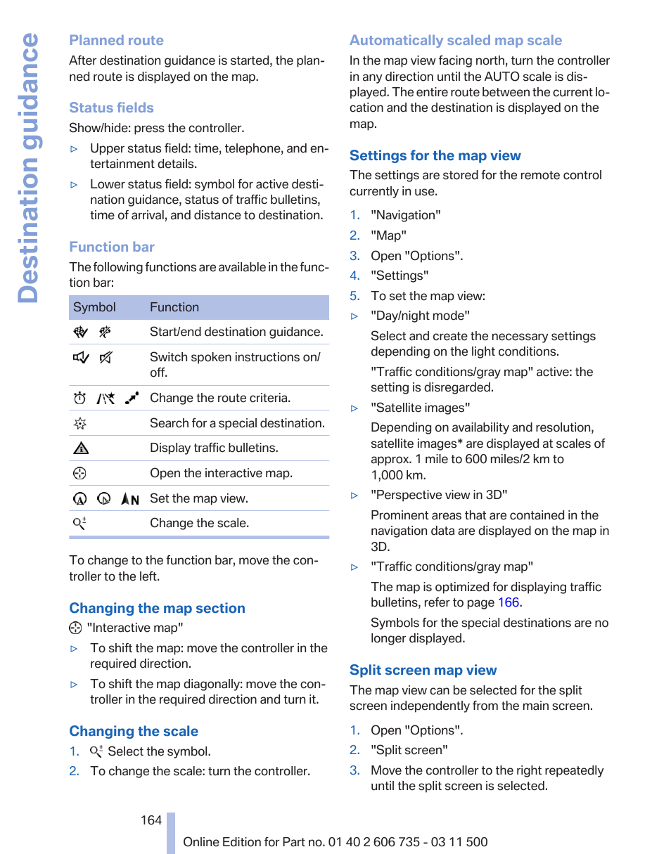 Destination guidance | BMW 2012 X6M User Manual | Page 164 / 317