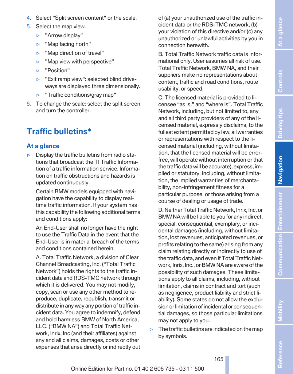 Traffic bulletins | BMW 2012 X6M User Manual | Page 165 / 317