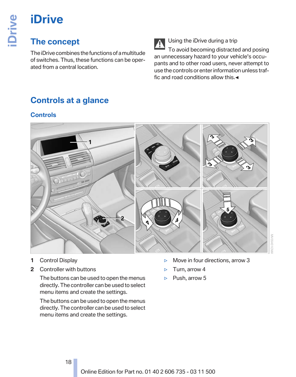 Idrive, The concept, Controls at a glance | BMW 2012 X6M User Manual | Page 18 / 317