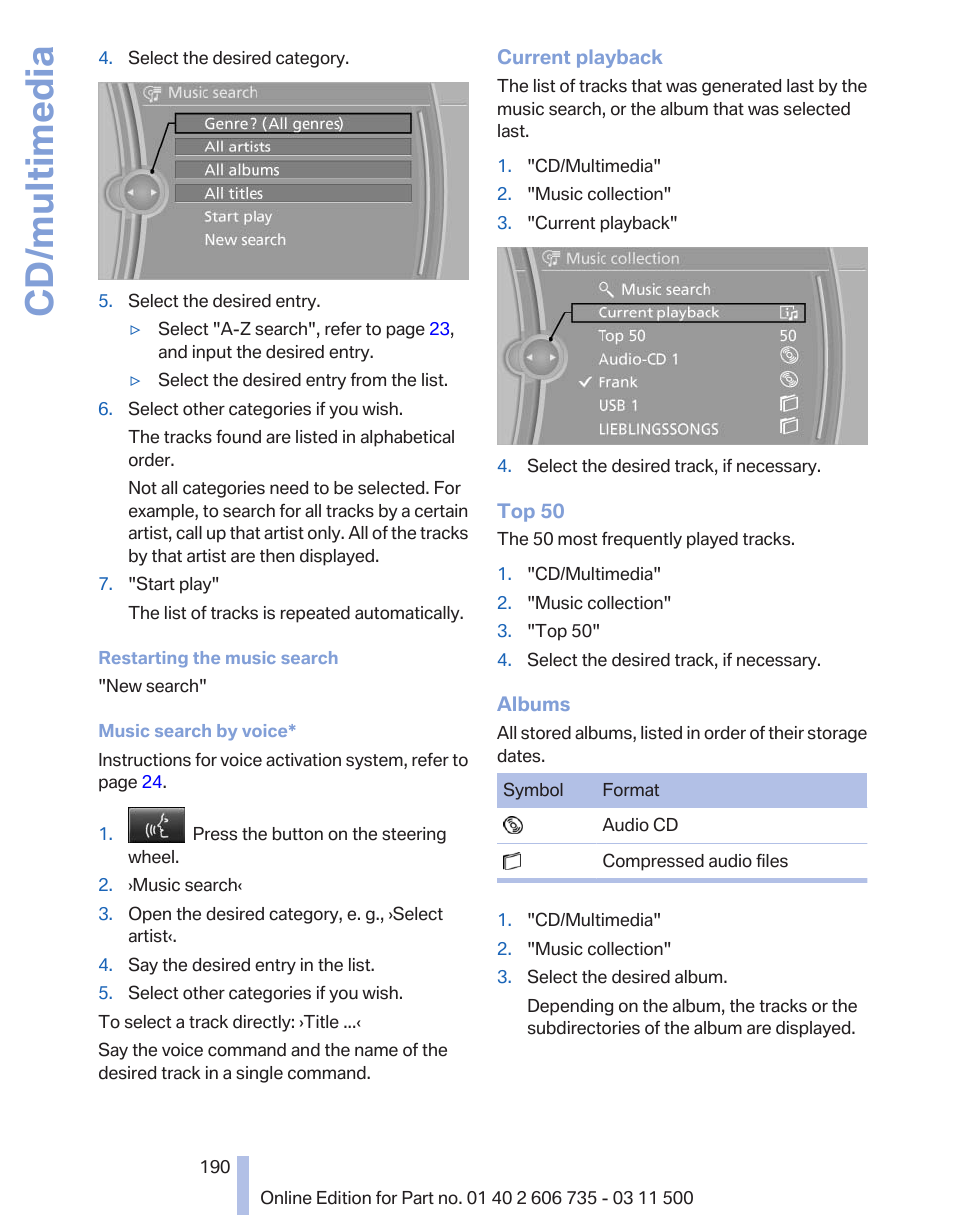 Cd/multimedia | BMW 2012 X6M User Manual | Page 190 / 317