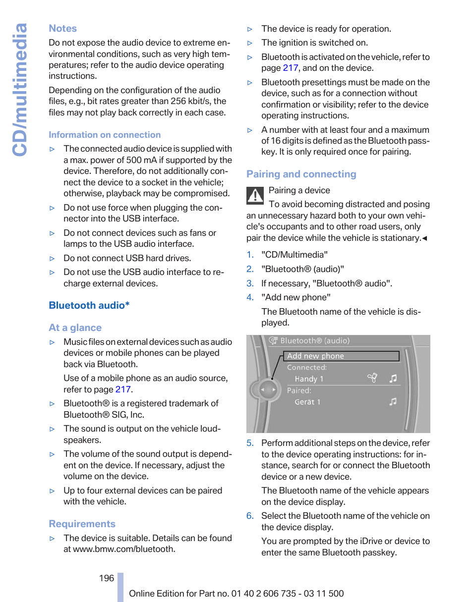 Cd/multimedia | BMW 2012 X6M User Manual | Page 196 / 317