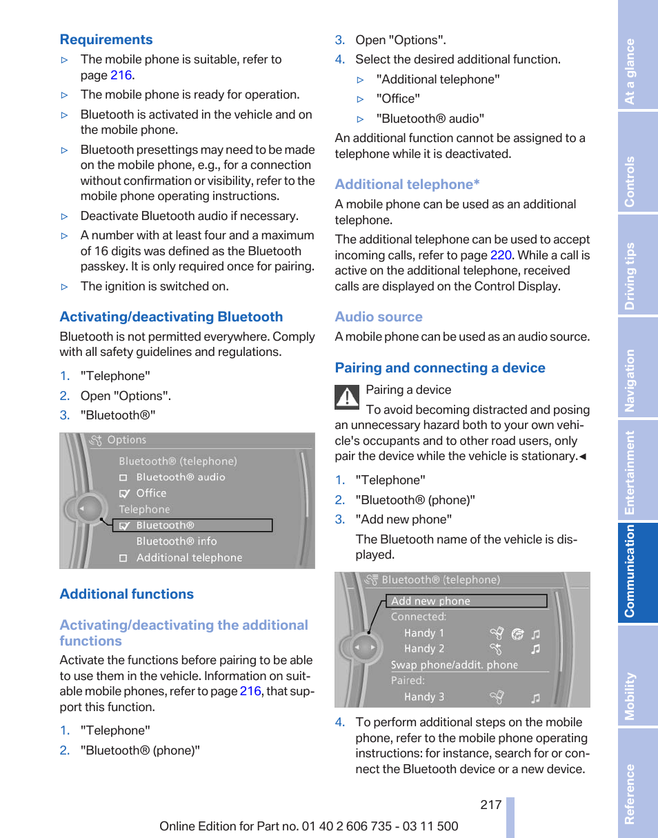 And on the device | BMW 2012 X6M User Manual | Page 217 / 317