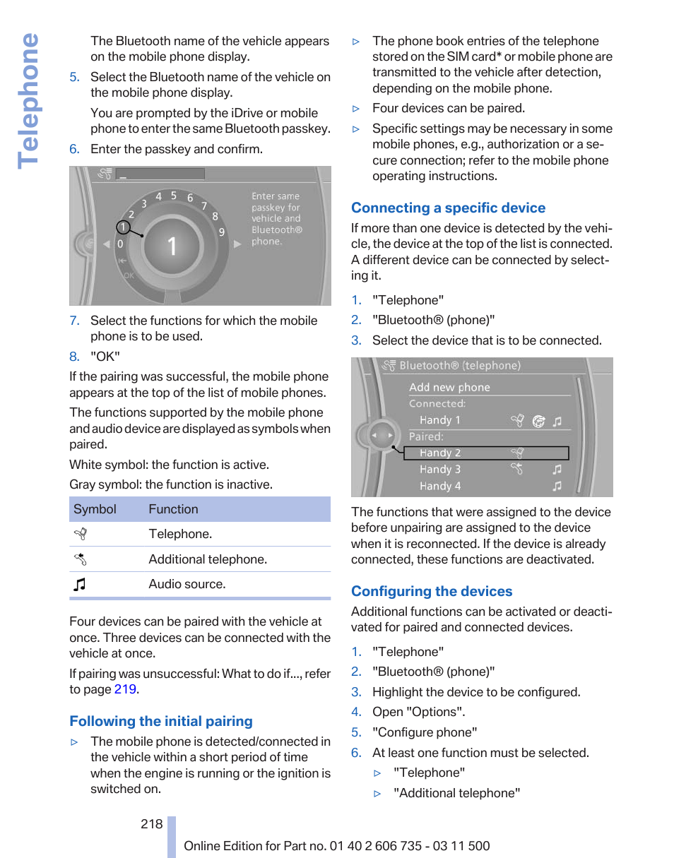 Telephone | BMW 2012 X6M User Manual | Page 218 / 317