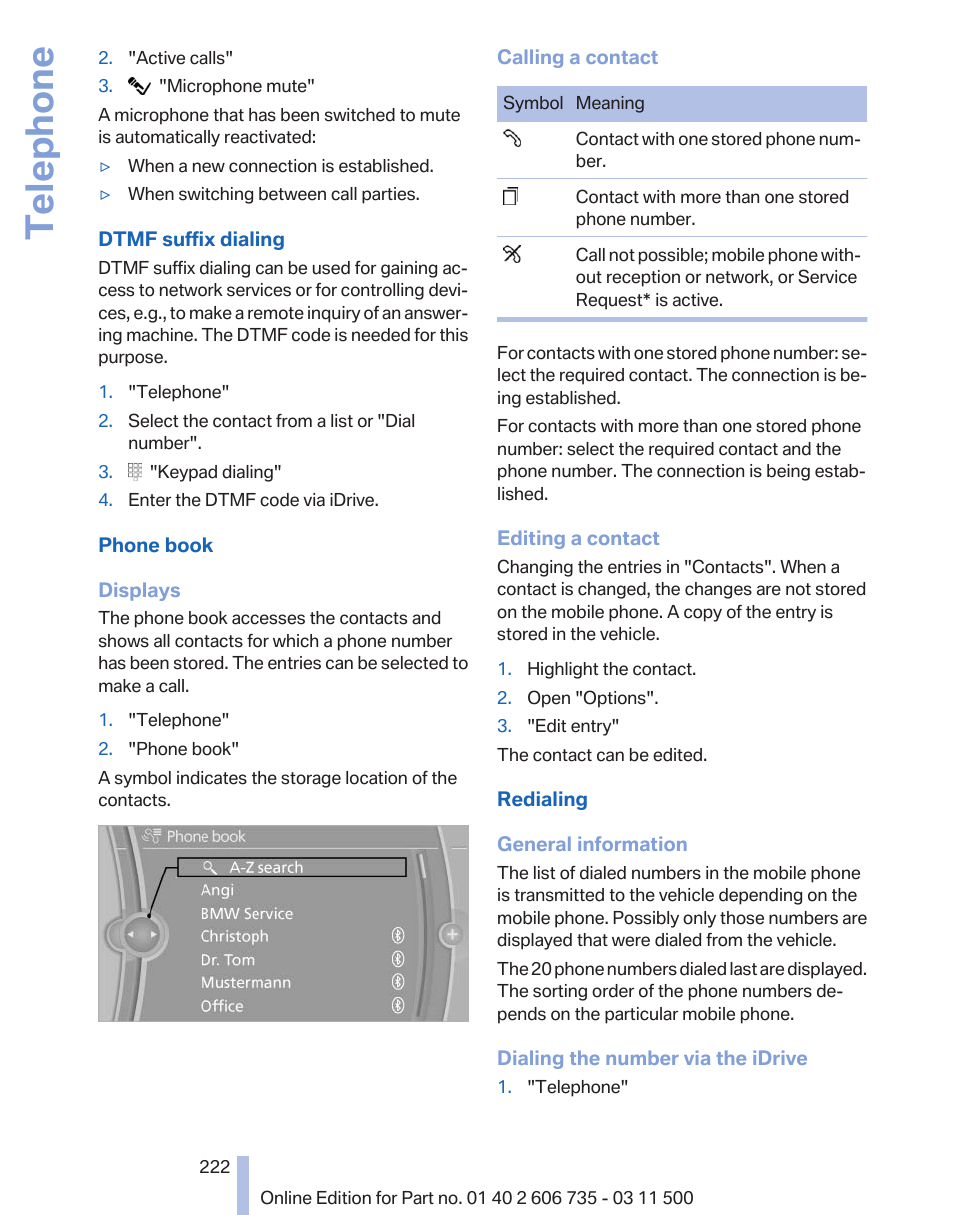 Telephone | BMW 2012 X6M User Manual | Page 222 / 317