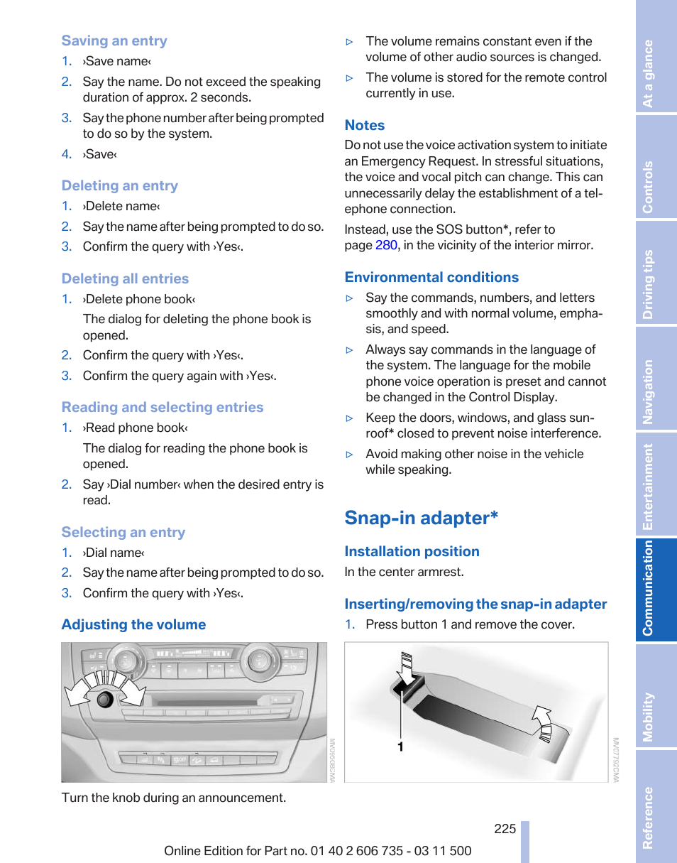 Snap-in adapter | BMW 2012 X6M User Manual | Page 225 / 317