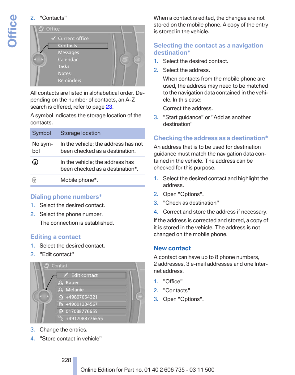 Office | BMW 2012 X6M User Manual | Page 228 / 317