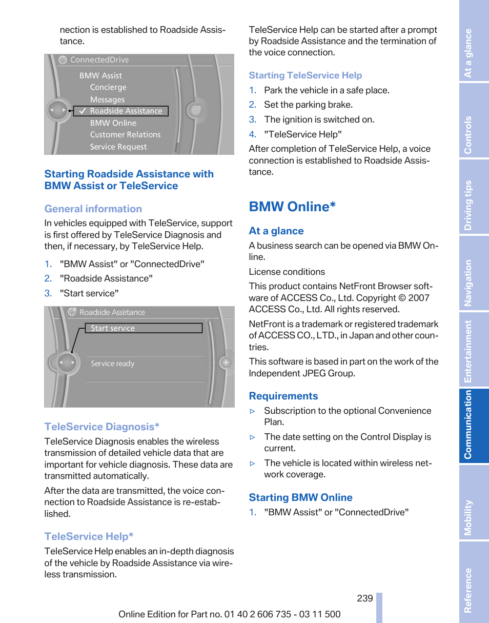 Bmw online | BMW 2012 X6M User Manual | Page 239 / 317