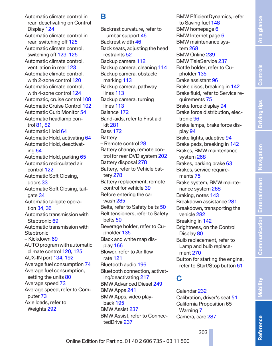 BMW 2012 X6M User Manual | Page 303 / 317