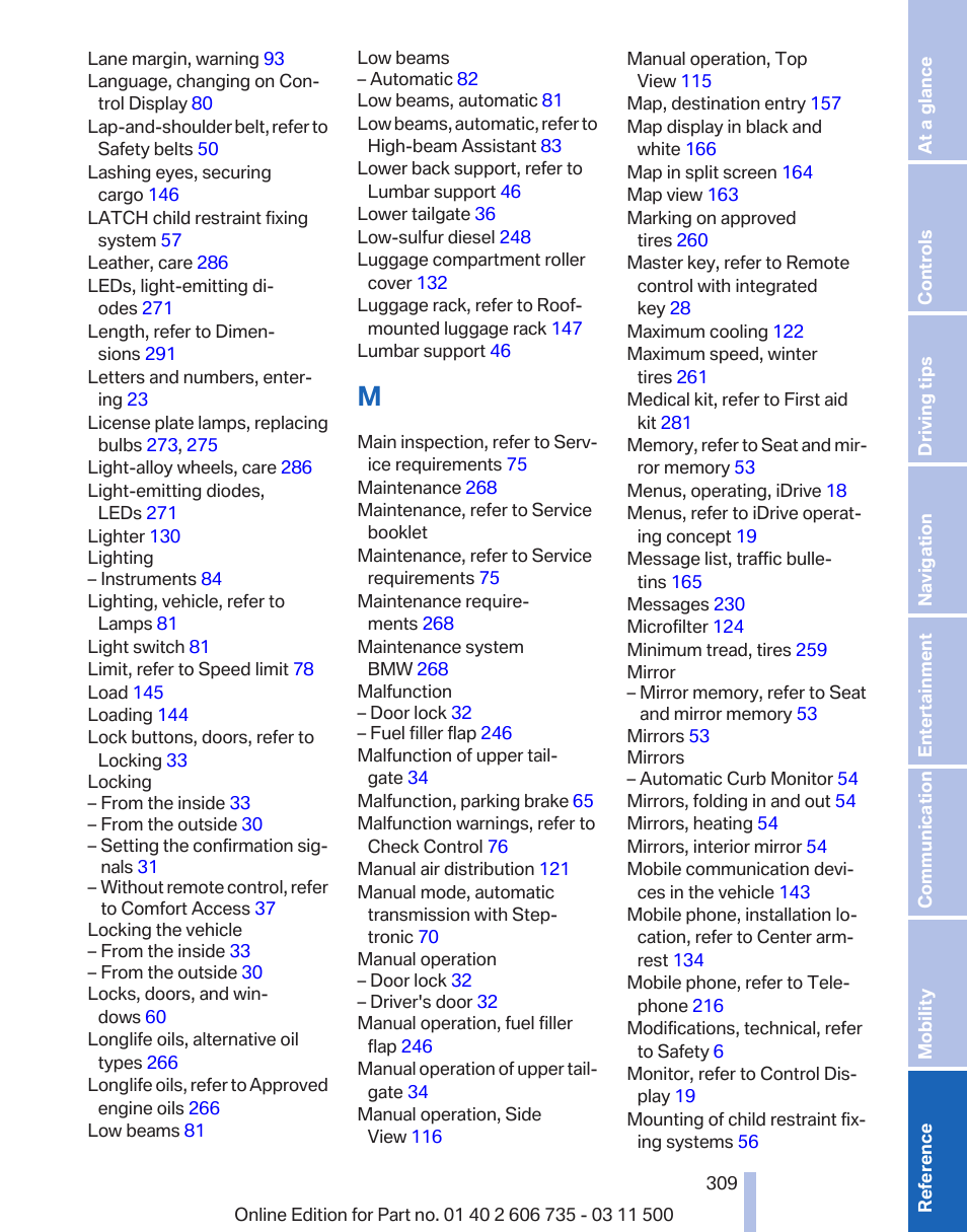 BMW 2012 X6M User Manual | Page 309 / 317