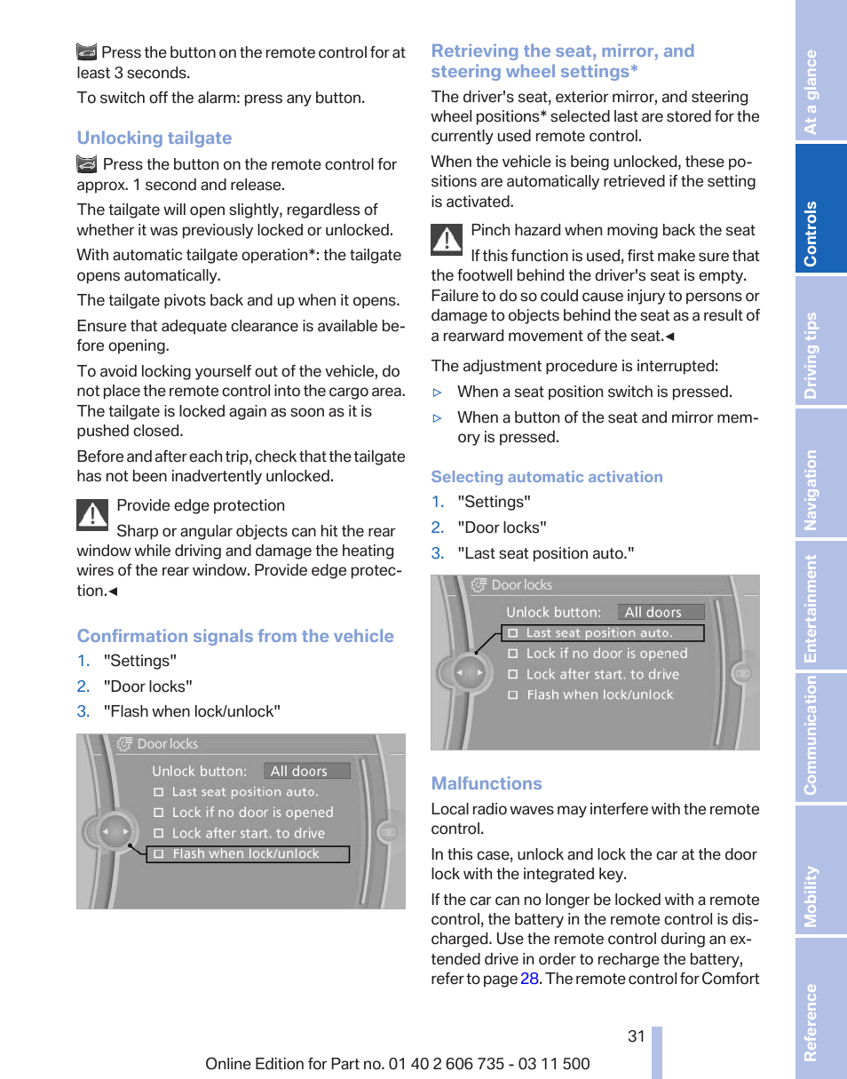 BMW 2012 X6M User Manual | Page 31 / 317