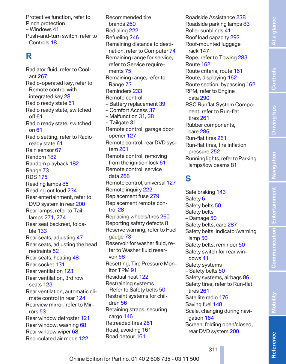 BMW 2012 X6M User Manual | Page 311 / 317