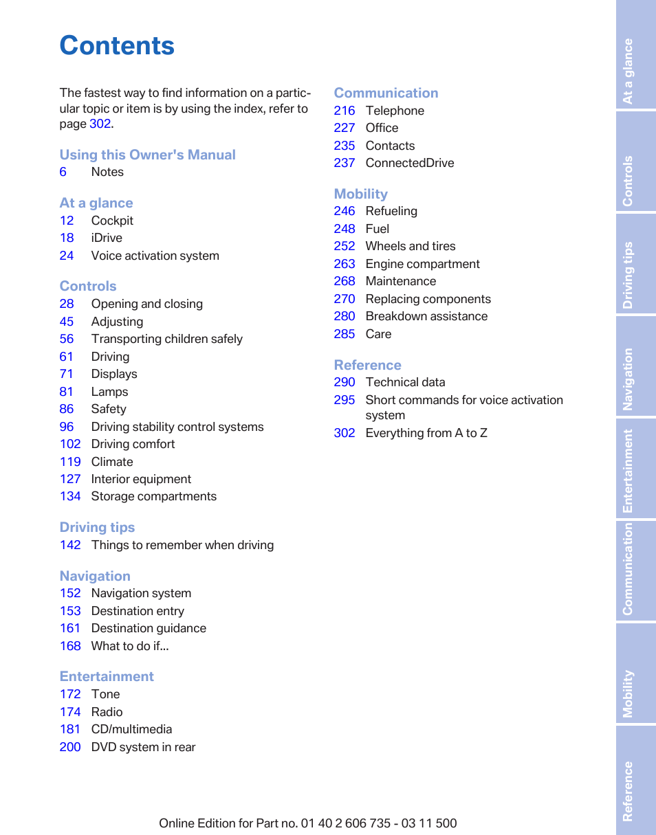 BMW 2012 X6M User Manual | Page 5 / 317