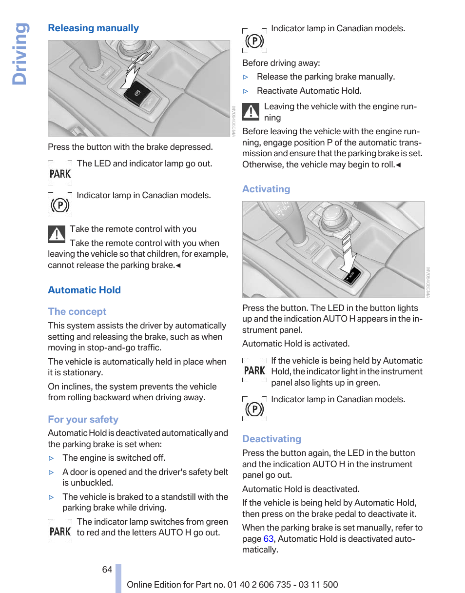 Driving | BMW 2012 X6M User Manual | Page 64 / 317