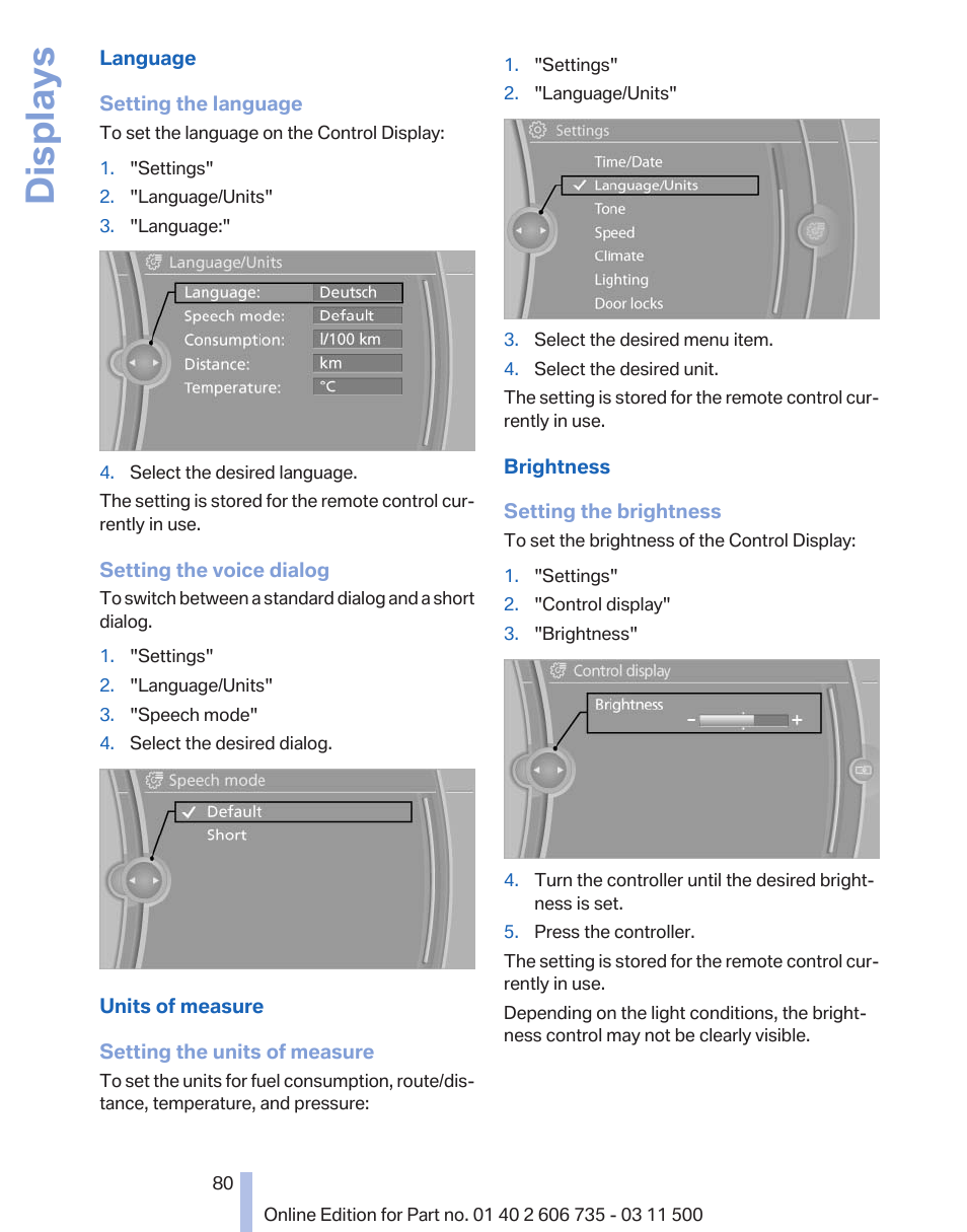 Displays | BMW 2012 X6M User Manual | Page 80 / 317