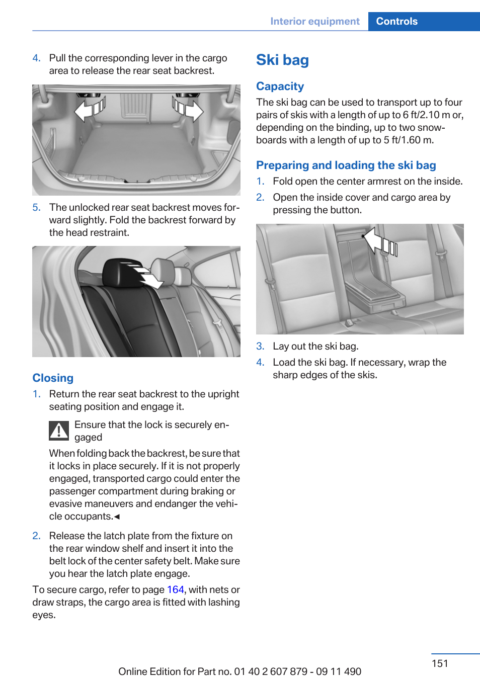 Ski bag | BMW 2012 5 Series User Manual | Page 151 / 335