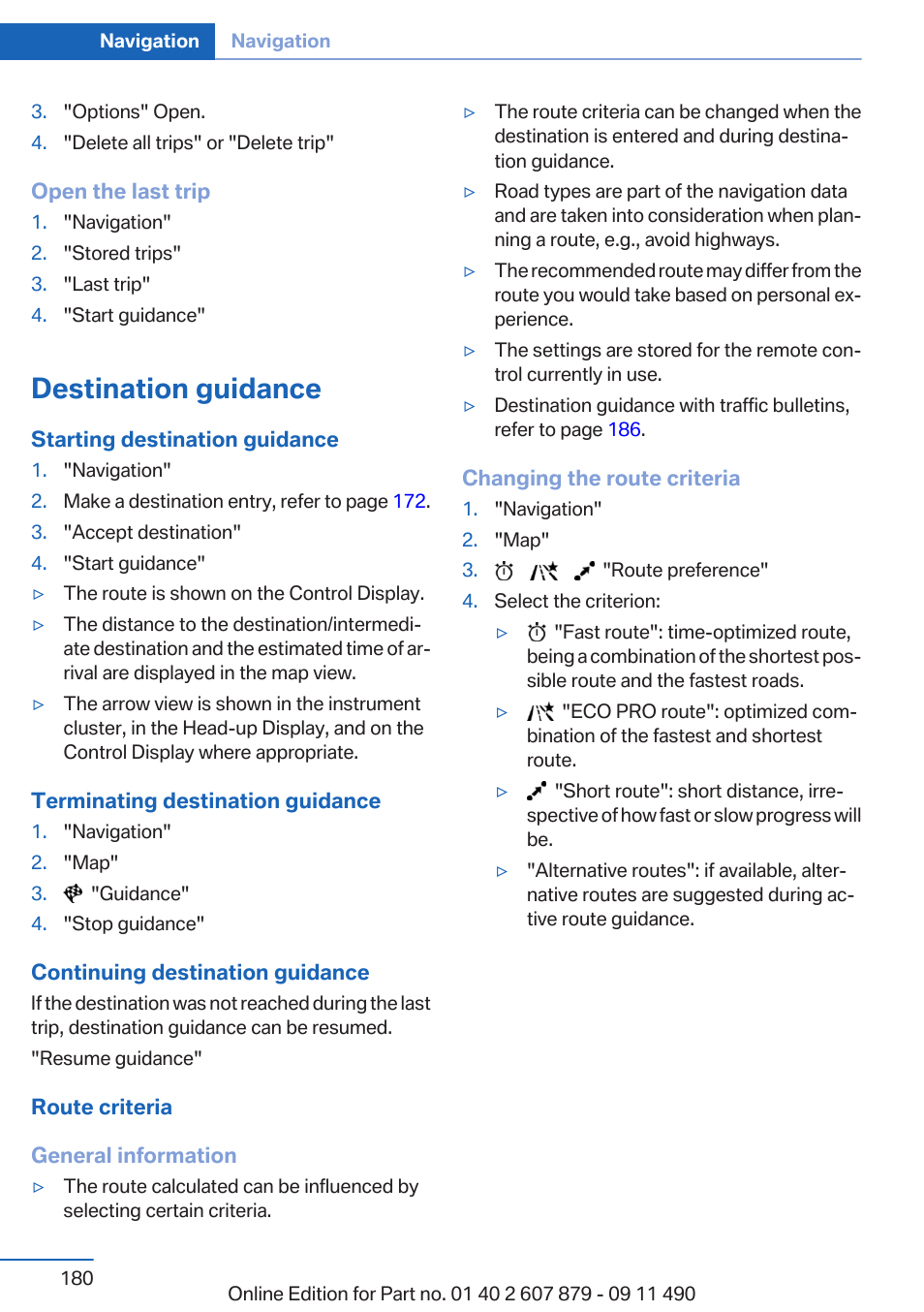 Destination guidance | BMW 2012 5 Series User Manual | Page 180 / 335