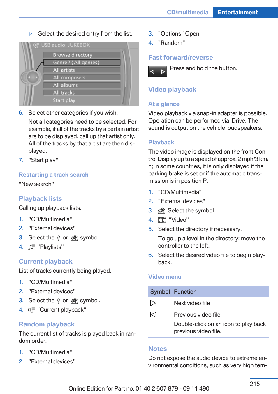 BMW 2012 5 Series User Manual | Page 215 / 335