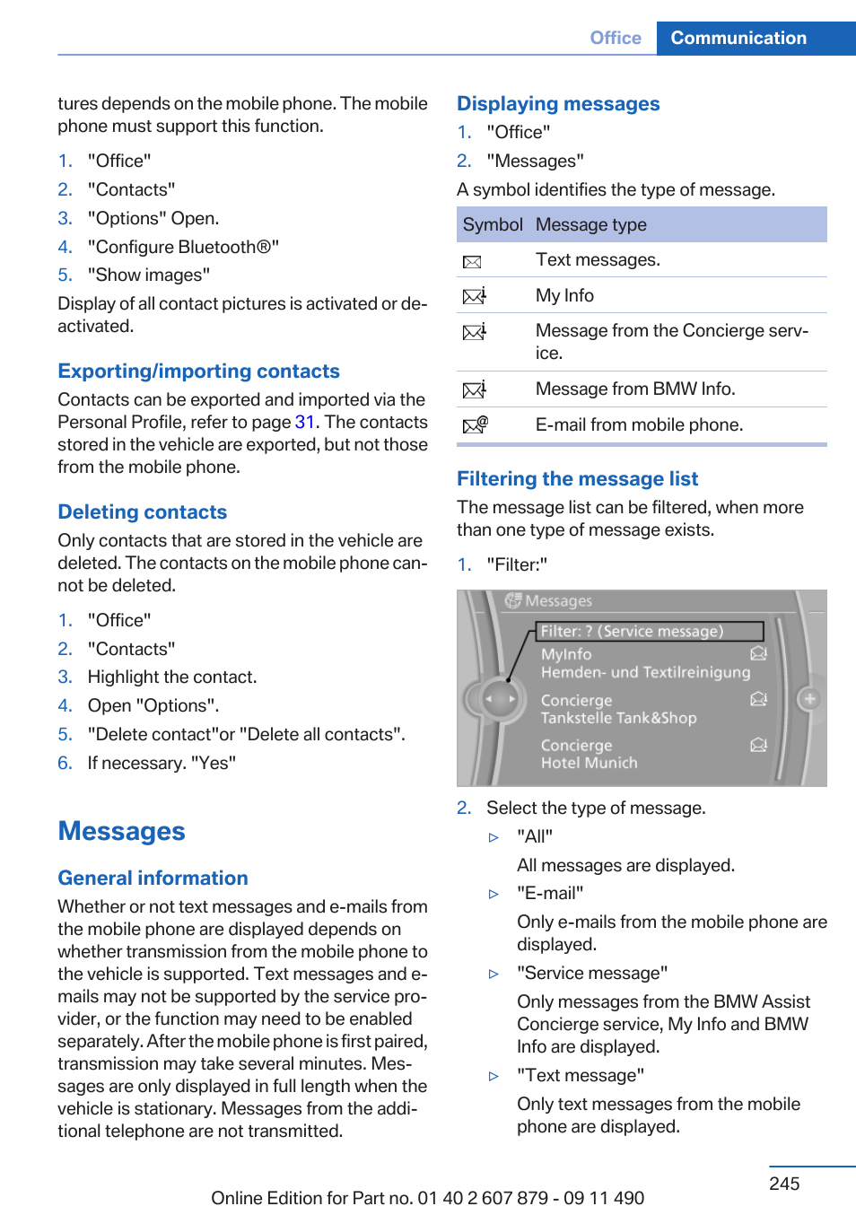 Messages | BMW 2012 5 Series User Manual | Page 245 / 335