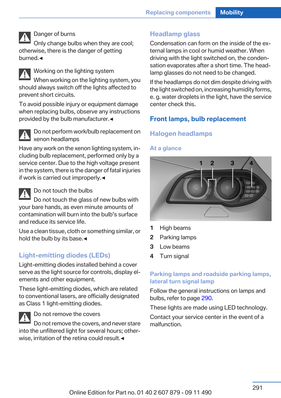 BMW 2012 5 Series User Manual | Page 291 / 335