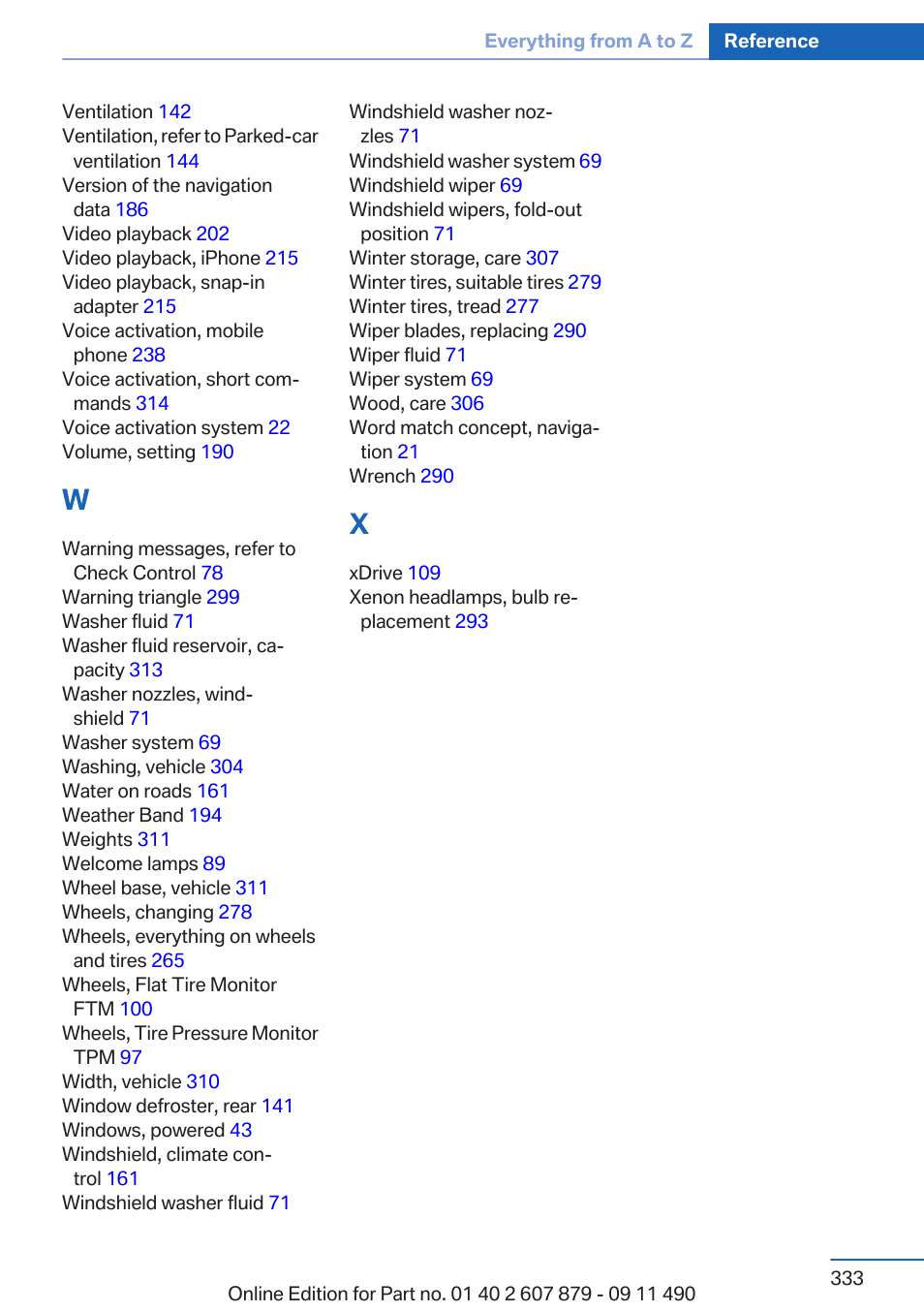 BMW 2012 5 Series User Manual | Page 333 / 335