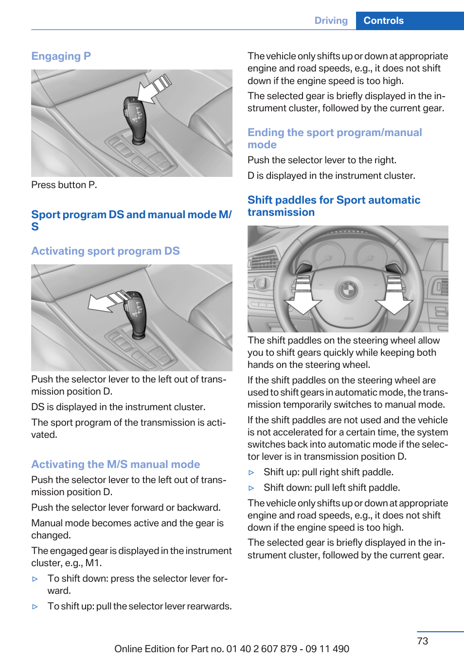 BMW 2012 5 Series User Manual | Page 73 / 335