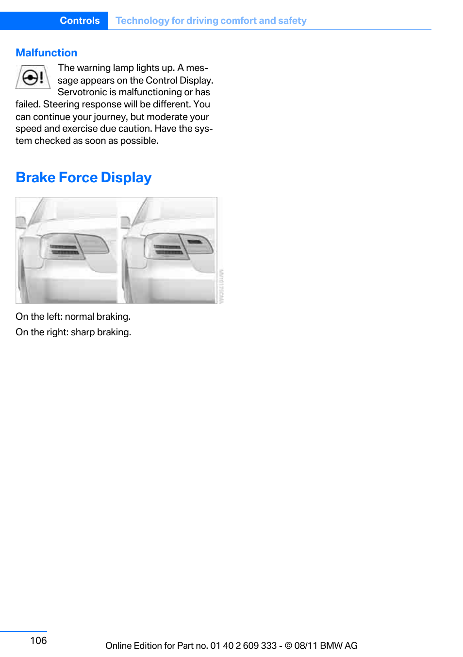 Brake force display | BMW 2012 3 Series M3 Сoupe User Manual | Page 107 / 314