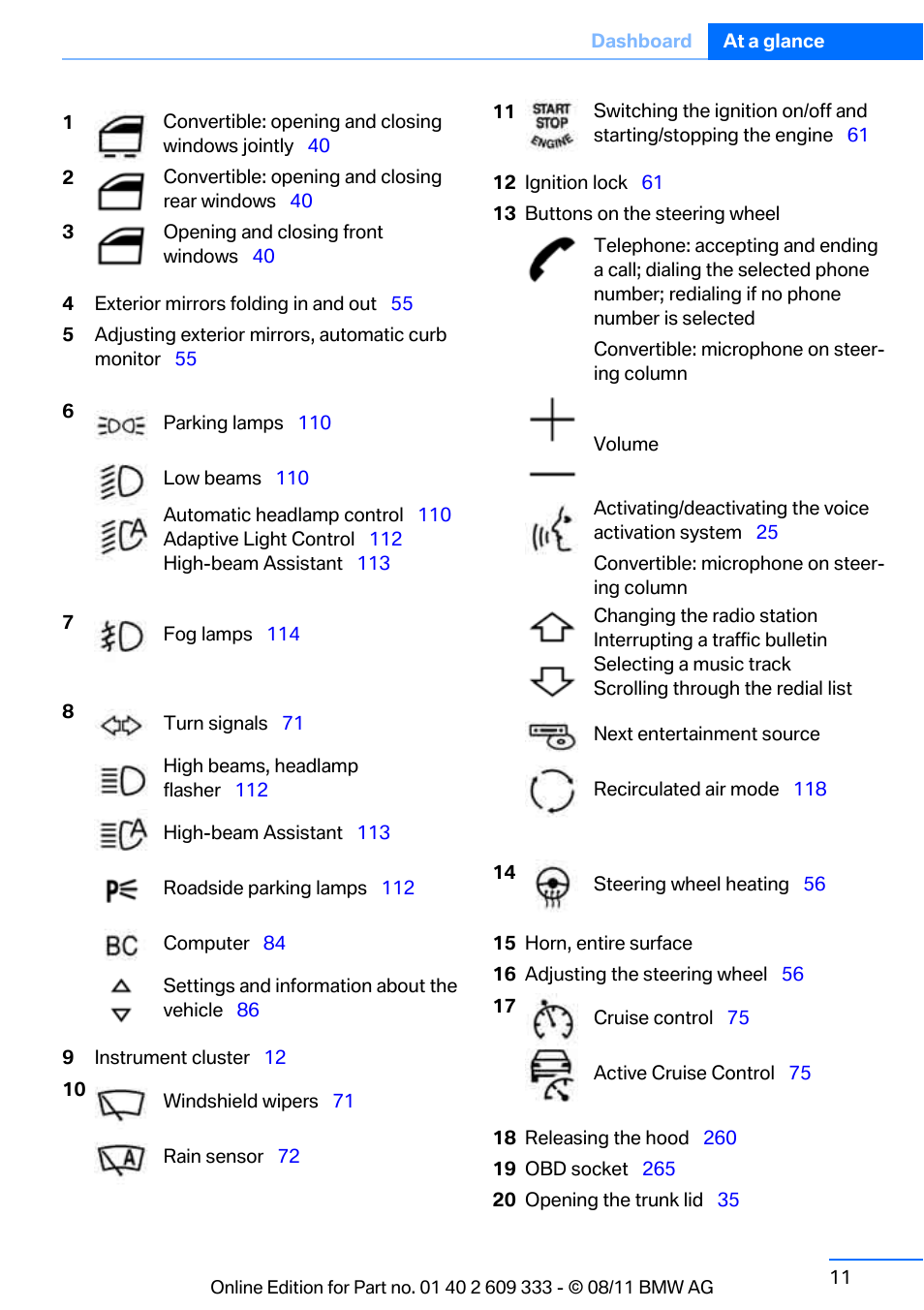 BMW 2012 3 Series M3 Сoupe User Manual | Page 12 / 314