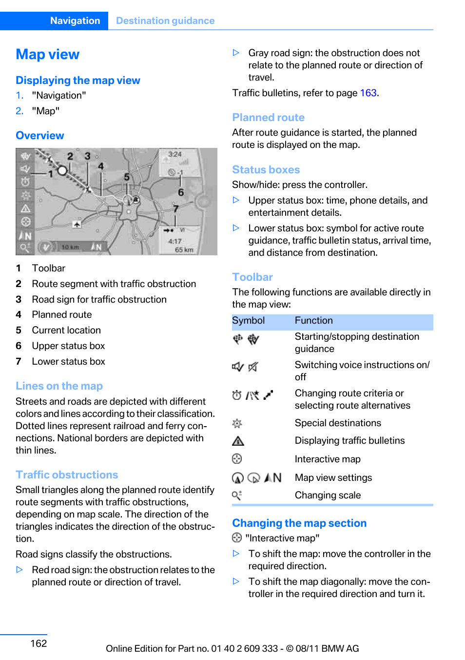 Map view | BMW 2012 3 Series M3 Сoupe User Manual | Page 163 / 314