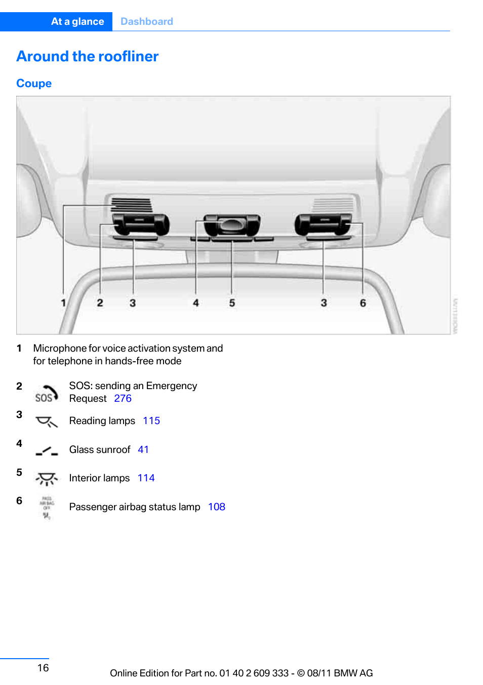 Around the roofliner | BMW 2012 3 Series M3 Сoupe User Manual | Page 17 / 314
