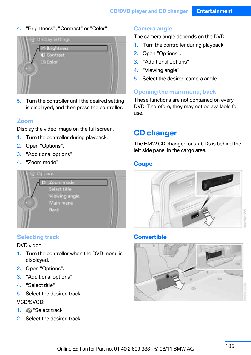 Cd changer | BMW 2012 3 Series M3 Сoupe User Manual | Page 186 / 314