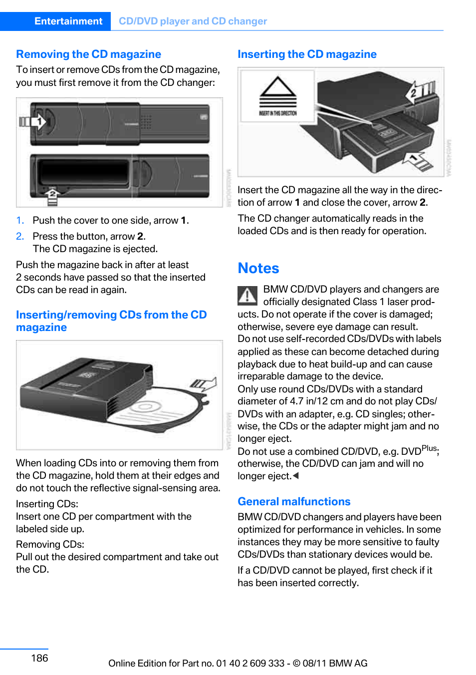 Notes | BMW 2012 3 Series M3 Сoupe User Manual | Page 187 / 314