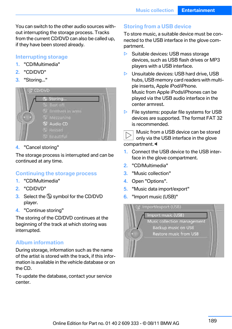 BMW 2012 3 Series M3 Сoupe User Manual | Page 190 / 314