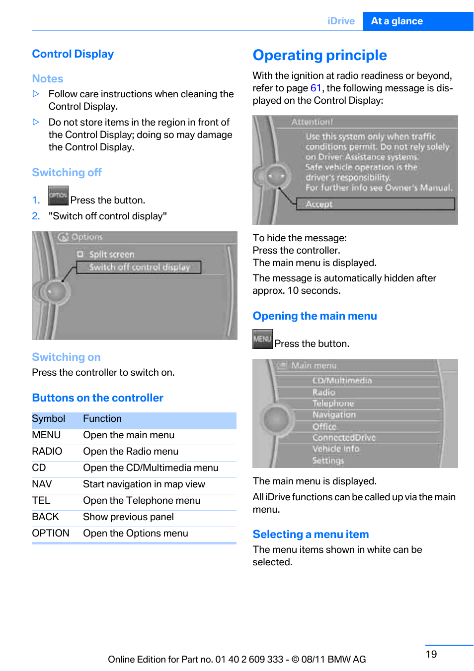 Operating principle | BMW 2012 3 Series M3 Сoupe User Manual | Page 20 / 314